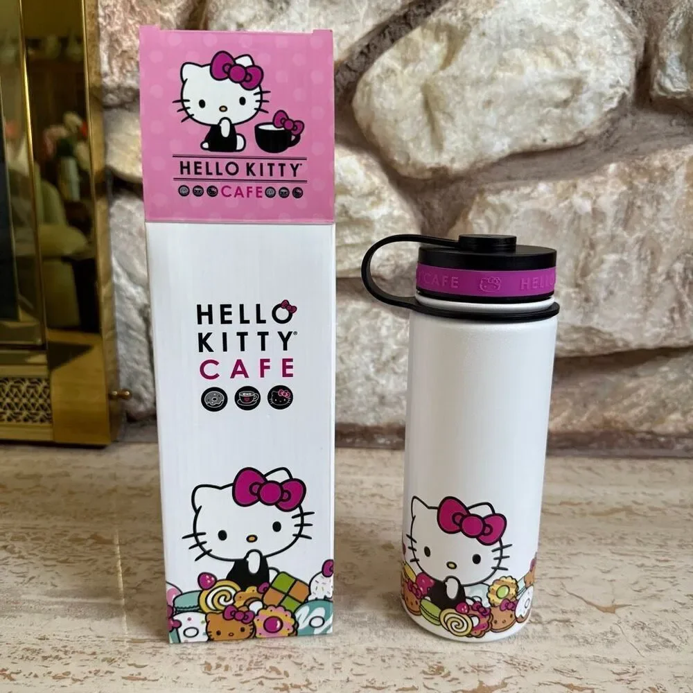 NIB Hello Kitty Cafe truck stainless steel thermal bottle retired print 2017 sm
